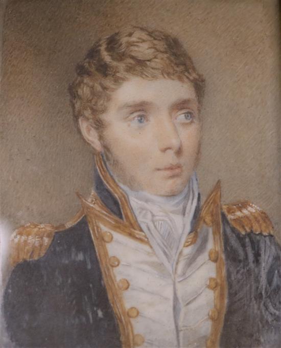 Alice James (fl. 1887-1897), miniature portrait of a young 19th century naval officer